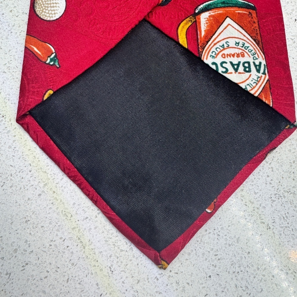 Vintage Tabasco Golf Red Silk Tie - Picture 6 of 7